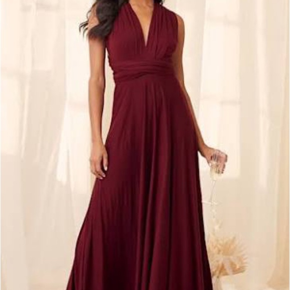 Lulu's Deep Burgundy Tricks of the Trade Multi Styled Medium Maxi Dress